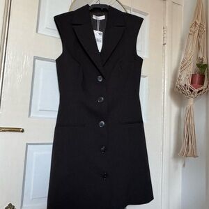 Mango Black Button-Down Mini Dress